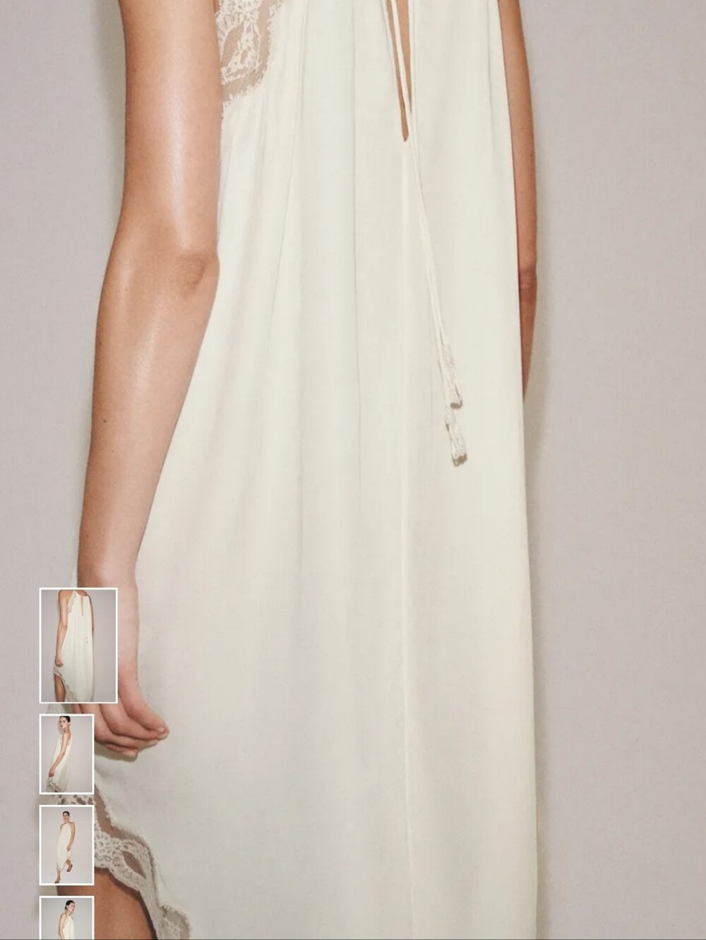 Zara Cream Asymmetrical Lace-Trim Midi Dress - Picture 4 of 13